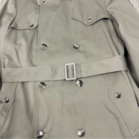 Vintage London Towne Taupe Trench Coat Men’s Size 40 Long Belted Classic - Picture 2 of 10